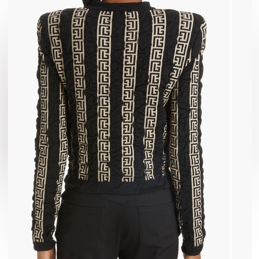 Balmain Monogram Pattern Wool Blend Button Cardigan Size 40 - Picture 3 of 16